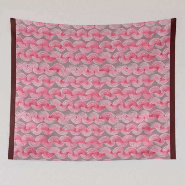 Item preview, Handmade semi circles brush strokes pink gray designed and sold by Alessandro Remo Mazzoni Remotextiles.