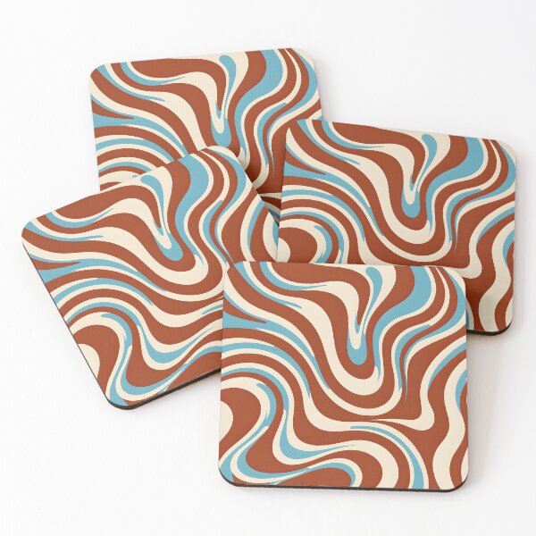 Item preview, Retro Modern Groovy Fluid Wavy Pattern,  Brown, Blue designed and sold by Prints and Lifestyle.