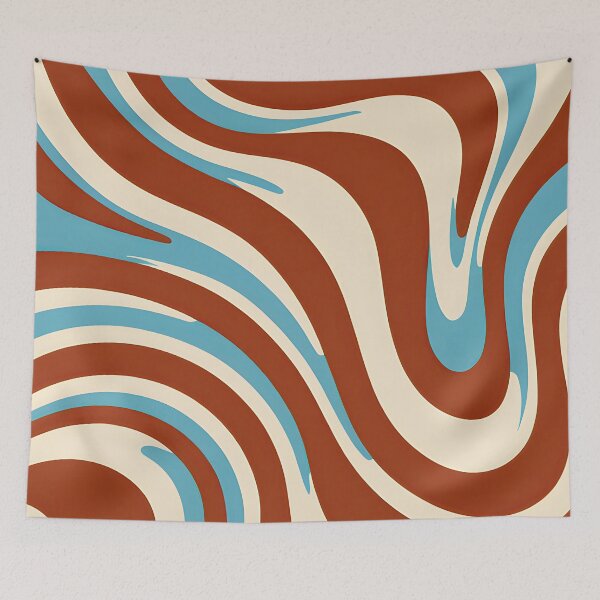 Item preview, Retro Modern Groovy Fluid Wavy Pattern,  Brown, Blue designed and sold by Prints and Lifestyle.