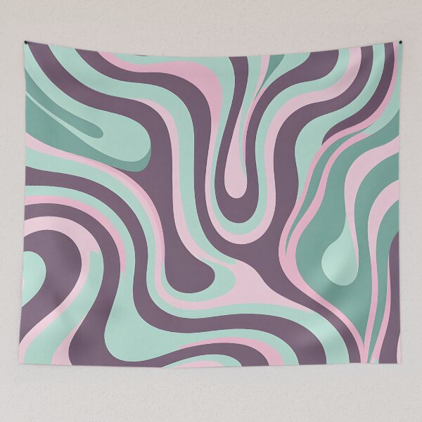 Item preview, Retro Modern Groovy Fluid Wavy Pattern, Pink, Mint designed and sold by Prints and Lifestyle.