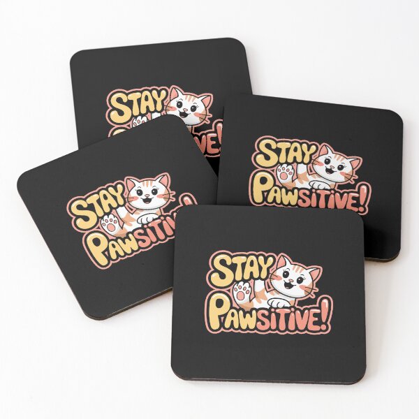 Item preview, Cute Cat Stay Pawsitive Positive Message for Pet Lovers designed and sold by w1ckerman.