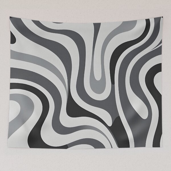 Item preview, Retro Modern Groovy Fluid Wavy Pattern, Black, Gray designed and sold by Prints and Lifestyle.