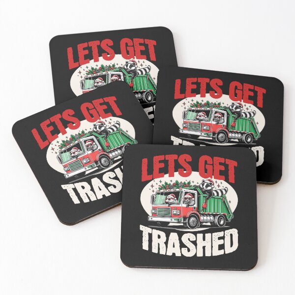 Item preview,  "Lets get trashed" Christmas opossum and racoon in a dumpster truck designed and sold by BritishDelights.