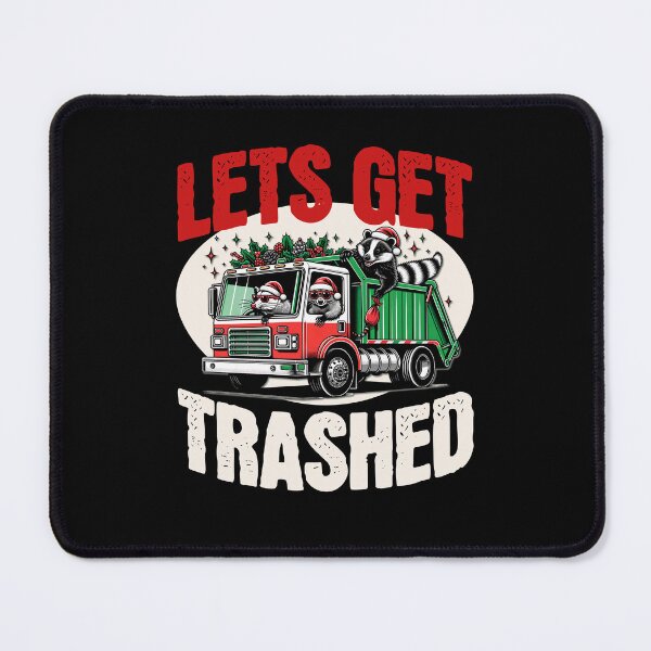 Item preview, "Lets get trashed" Christmas opossum and racoon in a dumpster truck designed and sold by BritishDelights.