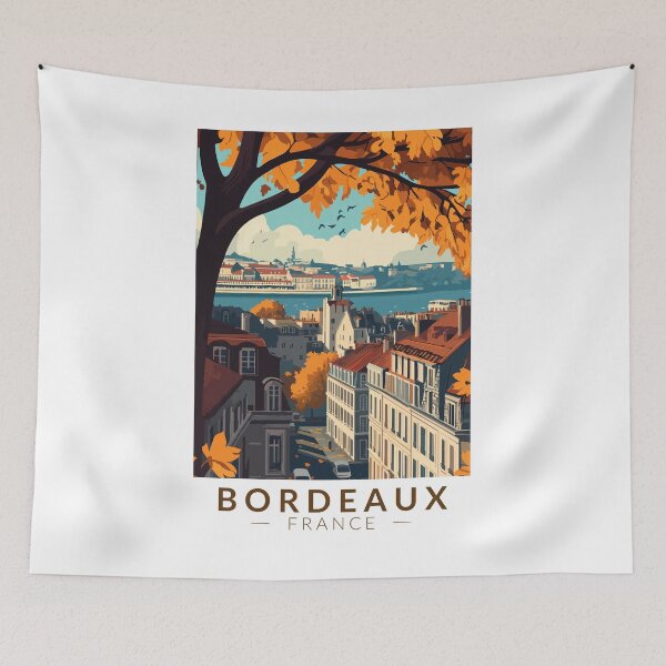 Item preview, Bordeaux France Travel Art Vintage designed and sold by KrisSidDesigns.
