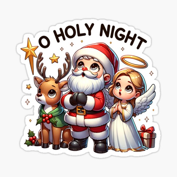 Item preview, O Holy Night Christmas Reindeer Santa Angel designed and sold by sparsonboutique.