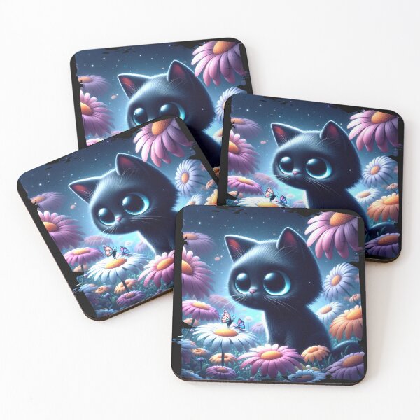 Item preview, Black Kitten Among Flowers - Animated Illustration designed and sold by Hungry-Murphy.
