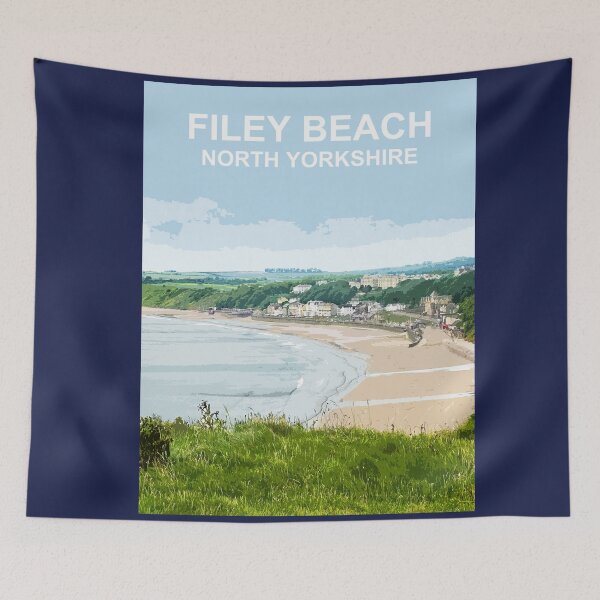 Item preview, Filey Beach Yorkshire Travel location poster Scarborough designed and sold by BarbaraGlebska.