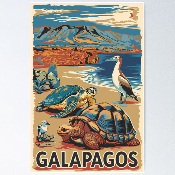 Artikel-Vorschau von Galapagos Tiere Reise Kunst Vintage, designt und verkauft von KrisSidDesigns.