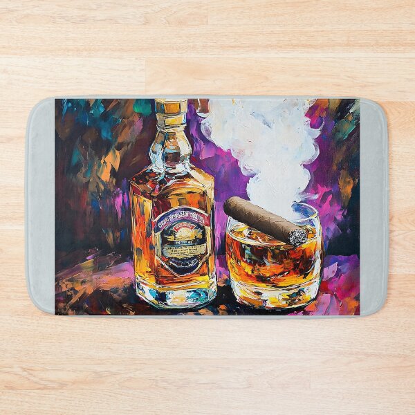 Item preview, Enjoy the Richness of Whiskey and a Cigar with Vibrant Swirling Colors AI Generated Abstract Art designed and sold by OlfactoART Studio.