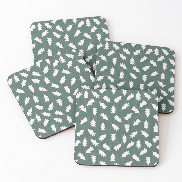 Item preview, Christmas trees on striped background - green and cotton candy pink designed and sold by marufemia.