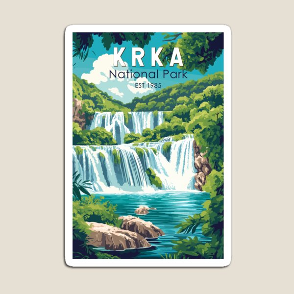Artikel-Vorschau von Krka Nationalpark Kroatien Reise Kunst Vintage, designt und verkauft von KrisSidDesigns.