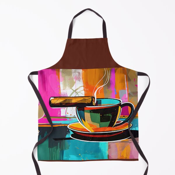 Item preview, Vibrant Cup of Coffee on Saucer with Lit Cigar Against Colorful Abstract Background designed and sold by OlfactoART Studio.