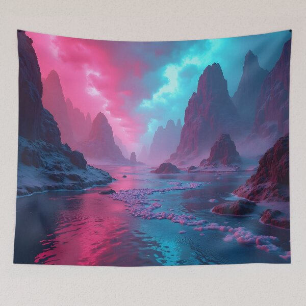 Item preview, Blue & Pink Mountain Scenery designed and sold by Rosa-Canina64.