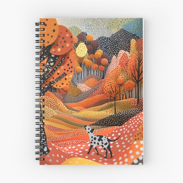 Item preview, Polka Dot Dog in Autumn Landscape designed and sold by Neika Shimm Designs.