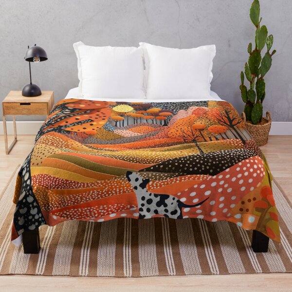 Item preview, Polka Dot Dog in Autumn Landscape designed and sold by Neika Shimm Designs.
