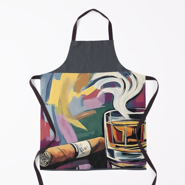 Item preview, Whisky and Cigar with Graceful Swirls of Smoke Rising in Energetic Backdrop Abstract Art designed and sold by OlfactoART Studio.