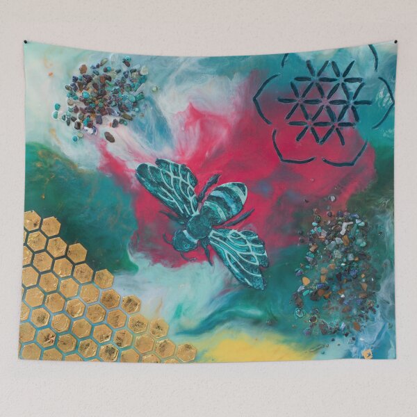 Item preview,  Turquoise Bee Creates a Golden Hive~ Flower of Life  designed and sold by Dawn Gaskill.