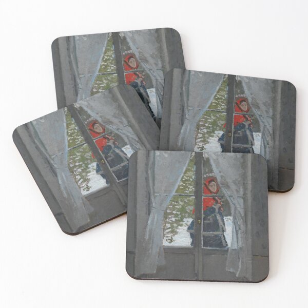 Item preview, Woman at a window vintage painting designed and sold by Vintage Designs +.