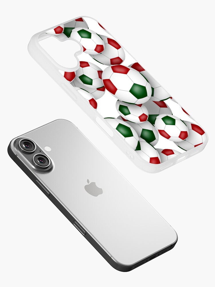 Thumbnail 2 of 5, iPhone Case, Red & green soccer balls pattern designed and sold by katzdzynes.