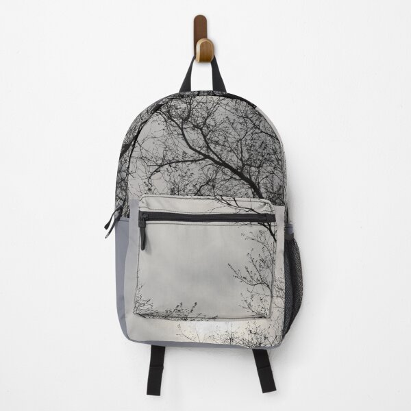 Item preview, Dark black and brown bare tree silhauette against cloudy grey sky and white sun overcast designed and sold by Jacobs-Media.