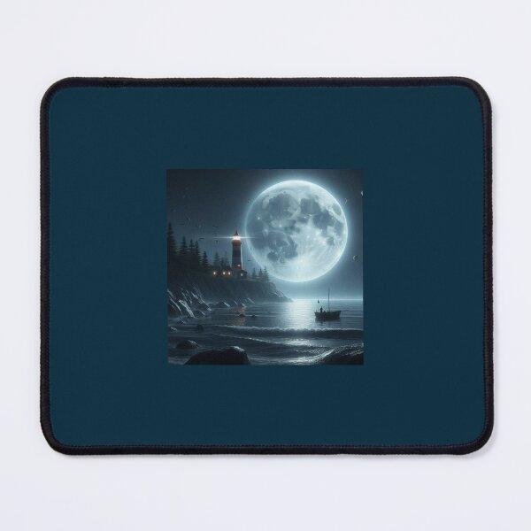 Item preview, The moon and a lighthouse on the seashore designed and sold by Marici8.