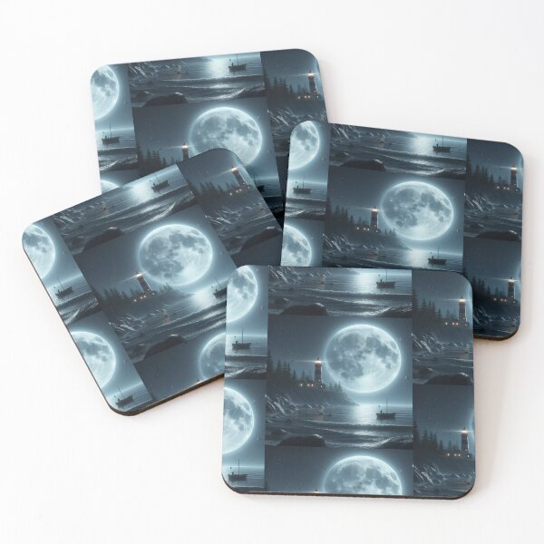 Item preview, The moon and a lighthouse on the seashore designed and sold by Marici8.