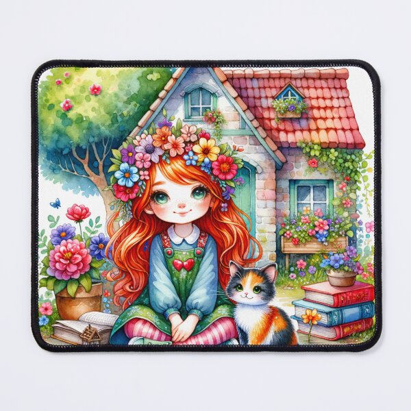 Item preview, Colourful Cottagecore Watercolor Book - Gift for Nature, Cat, Book & Literature Lovers designed and sold by InkyGenies.