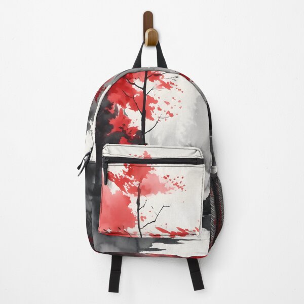 Item preview, fall lake watercolor scene, black and red dark ink painting | Blood Moon and the Dead Forest - A Haunting Watercolor Landscape designed and sold by Lightweav.