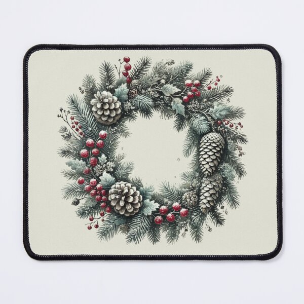 Item preview, Christmas wreath with pine cones and red berries designed and sold by Meandmyshop.