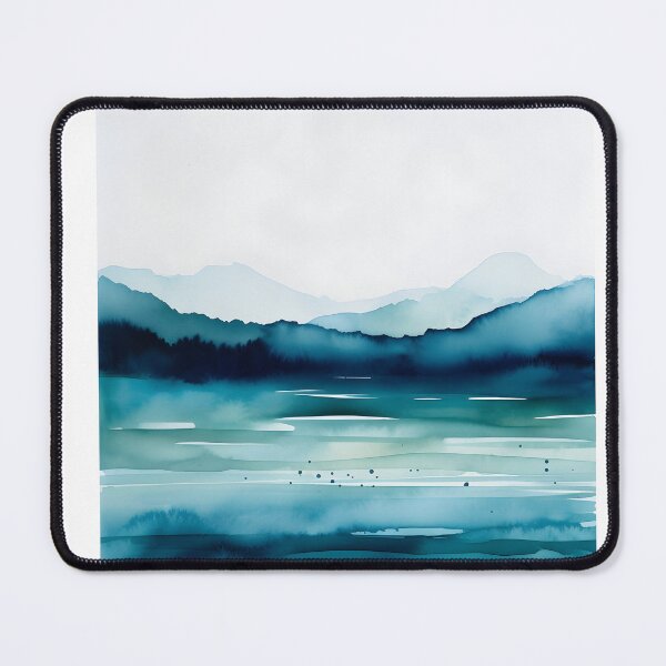 Item preview, peaceful watercolor painting, blue teal mountains, abstract nursury painting designed and sold by Lightweav.