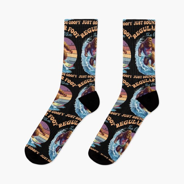 Item preview, FUNNY SURFING BIGFOOT, REGULAR FOOT, THE OTHER JUST SOUNDS GOOFY designed and sold by FlutteringWings.