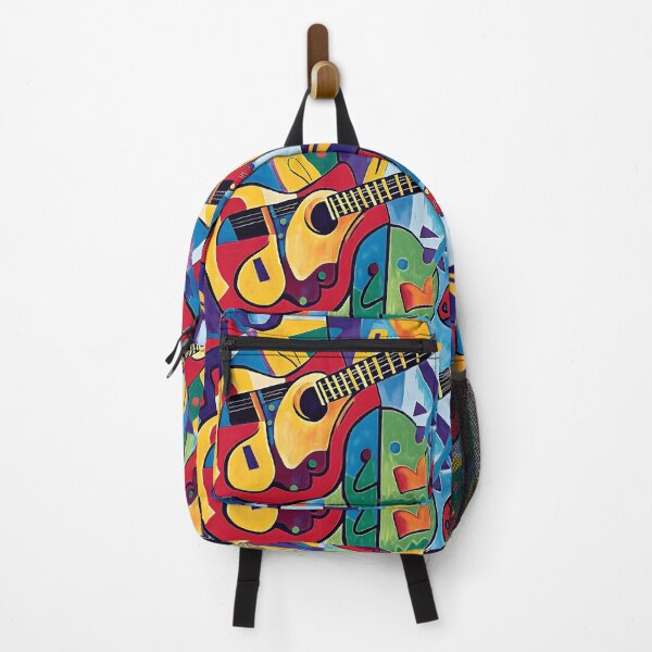 Item preview, Vibrant Abstract Composition Featuring Prominent Guitar Surrounded by Geometric Shapes designed and sold by OlfactoART Studio.