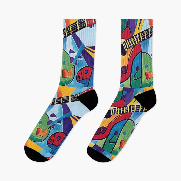 Item preview, Vibrant Abstract Composition Featuring Prominent Guitar Surrounded by Geometric Shapes designed and sold by OlfactoART Studio.