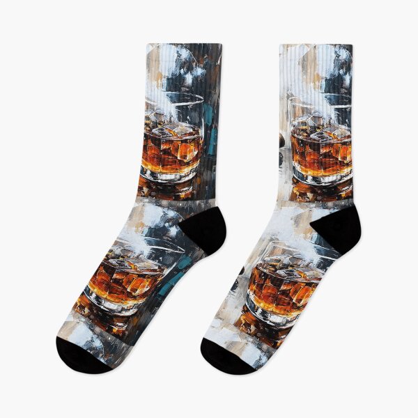 Item preview, Glass of Whiskey with Ice Paired with Cigar on Reflective Surface in Rich and Moody Ambiance designed and sold by OlfactoART Studio.