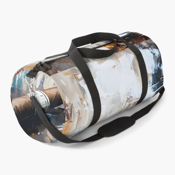 Artikelvorschau, Glas Whisky mit Eis und Zigarre auf reflektierender Oberfläche in reicher und stimmungsvoller Atmosphäre entworfen und verkauft von OlfactoART Studio.