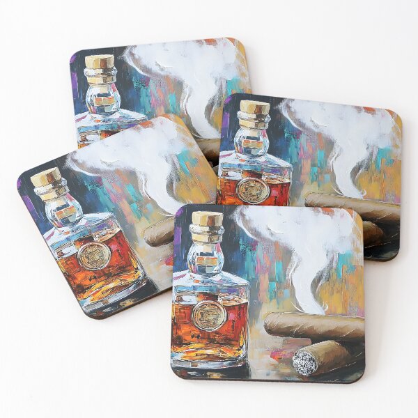 Item preview, Savor the Elegance of Liquor and Cigars with Abstract Colors and Smoke Digital Art AI Generated designed and sold by OlfactoART Studio.