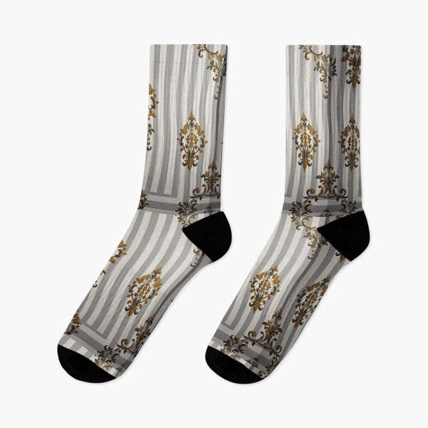 Item preview,  Gray Stripes & Brown & Antique Gold Damask designed and sold by DesignsByPrnces.