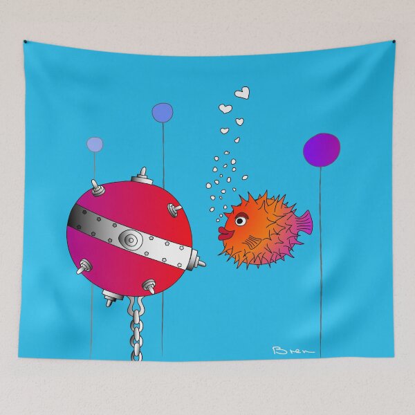 Item preview, Puffer fish falls in love designed and sold by Bren-Cartoons.