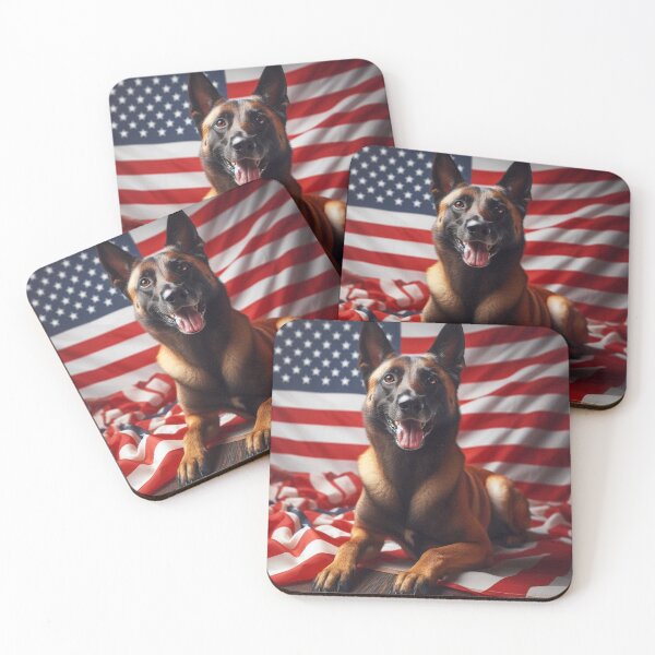 Item preview, Patriotic Belgian Malinois Dog with USA Flag designed and sold by bonnieleigh6902.