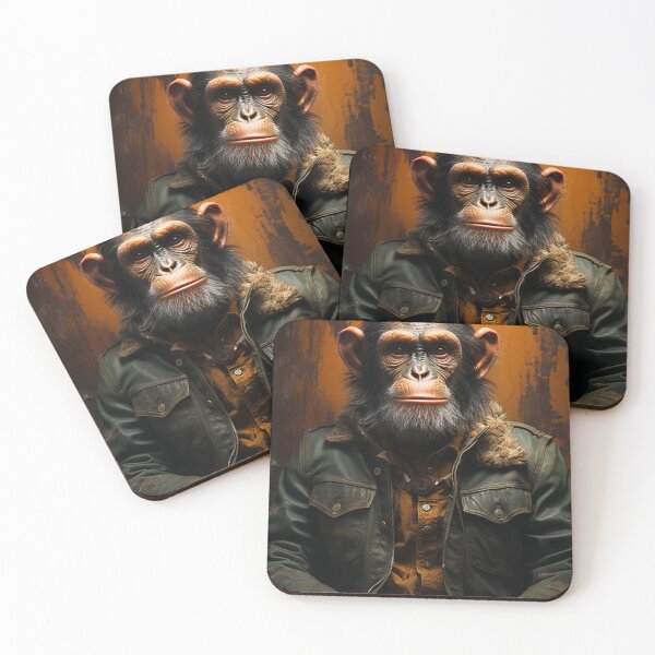 Item preview, Chimpanzee in Rugged Jacket designed and sold by landletsy.