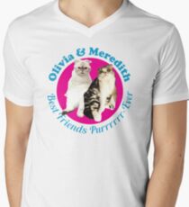 Olivia & Meredith Best Friends Purrrever Men's V-Neck T-Shirt