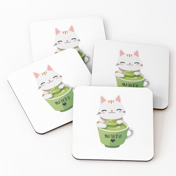 Item preview, PEGATINA LINDA CON GATO DE FÓSFORO BOBA Y TÉ VERDE MATCHA designed and sold by Arts4U.
