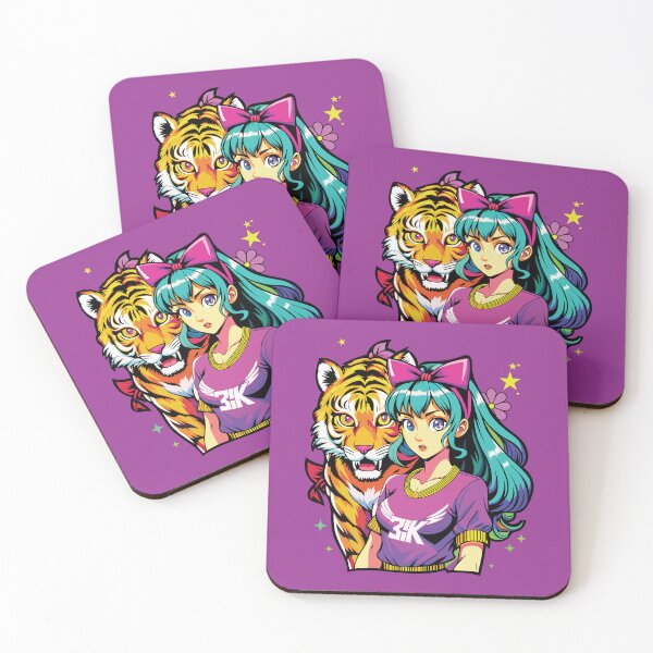 Item preview, Striped Yellow Tiger Japanese Anime Girl designed and sold by FemmePod.