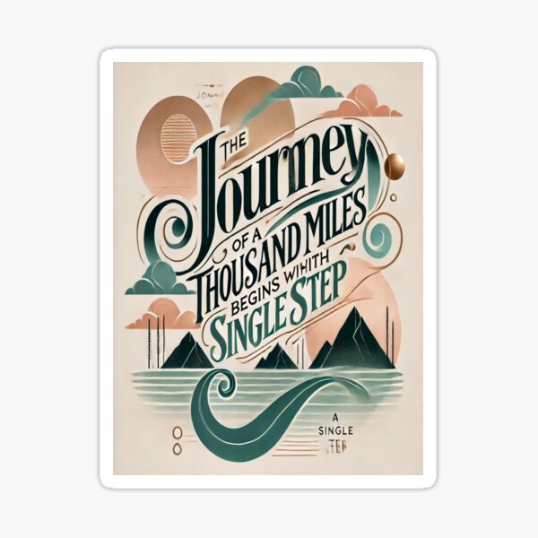 Vista previa del artículo con la obra «Diseño de cita motivacional: Viaje de mil millas», diseñado y vendido por YassinSaleh.