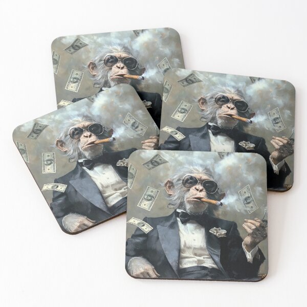 Item preview, Rich Chimpanzee with Cigar and Flying Money designed and sold by landletsy.