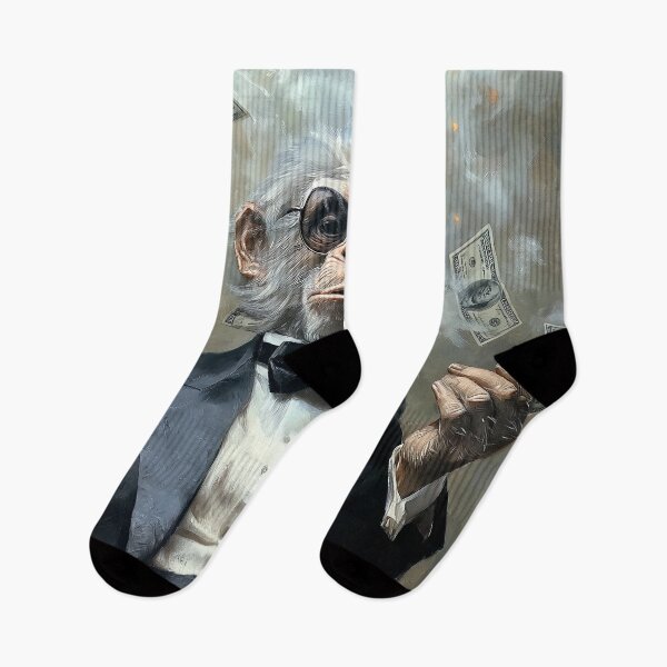 Item preview, Rich Chimpanzee with Cigar and Flying Money designed and sold by landletsy.
