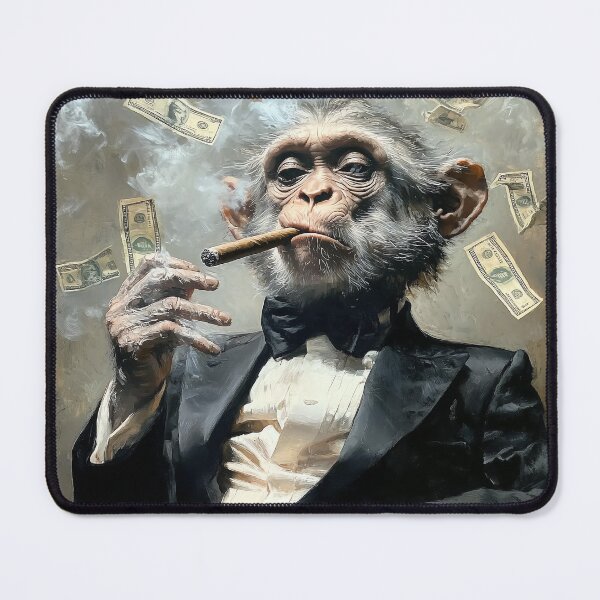 Item preview, Cigar-Smoking Chimpanzee with Floating Money designed and sold by landletsy.