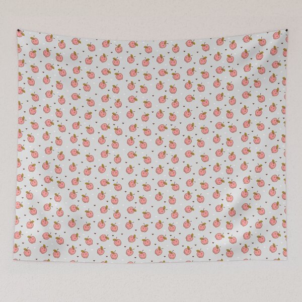 Item preview, Pink apples and hearts on a grey background designed and sold by BellaRoxiell.