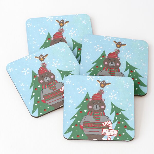 Item preview, Cute Brown Bear With Christmas Trees  designed and sold by Sartoris Art.